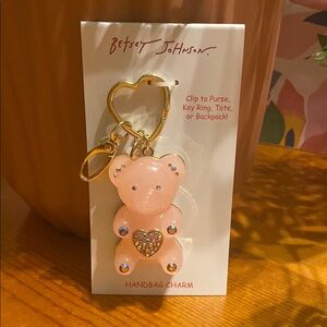 Betsey Johnson Pink Bear Handbag Charm